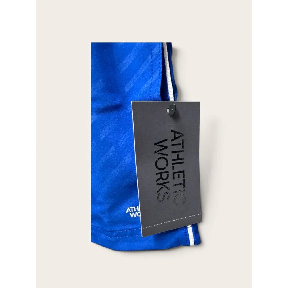 Athletic Works Boys Soccer Shorts Really Royal Blue Jacquard Stripe Size S 6-7
